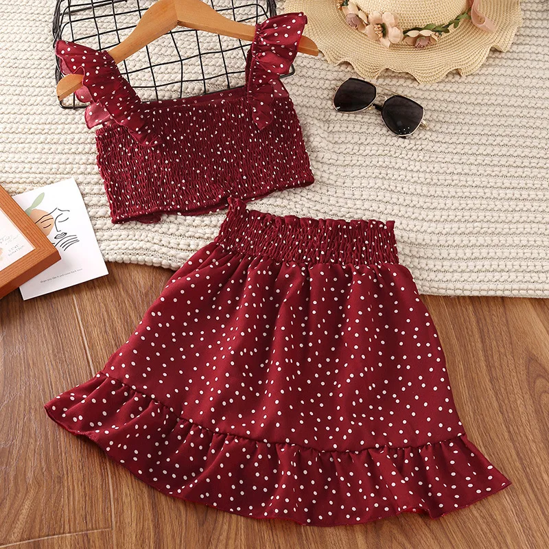 Sweet Short Skirt Two-piece Popular Kids Clothing Wholesale Vintage Girl Dresses 2023 Free Shipping Children Summer Dress Floral