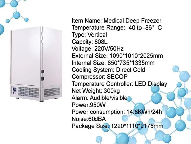 Labtex 808L Refrigeration Equipment Medical Refrigerator -86C Freezer Upright Ultra Cold Medical Freezer