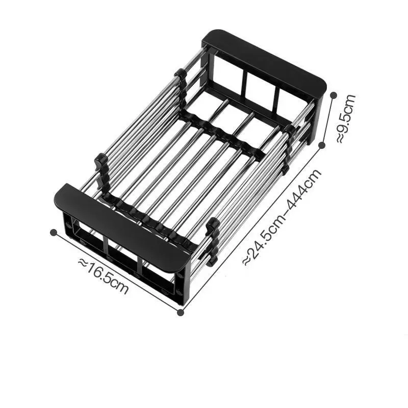 Retractable Stainless Steel Kitchen Dish Drying Rack Sink Draining Basket Fruit and Dish Rack Dish Washing Basket  Draining