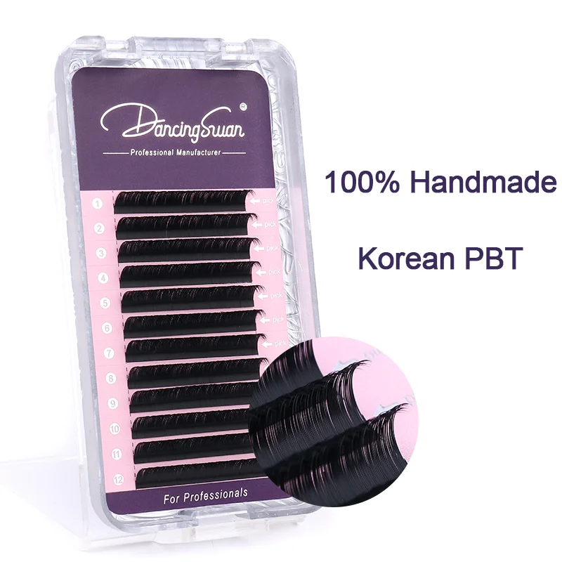 PBT Fiber Supplies Private Label Korea Volume Eyelash Extensions Natural Long Hand Made