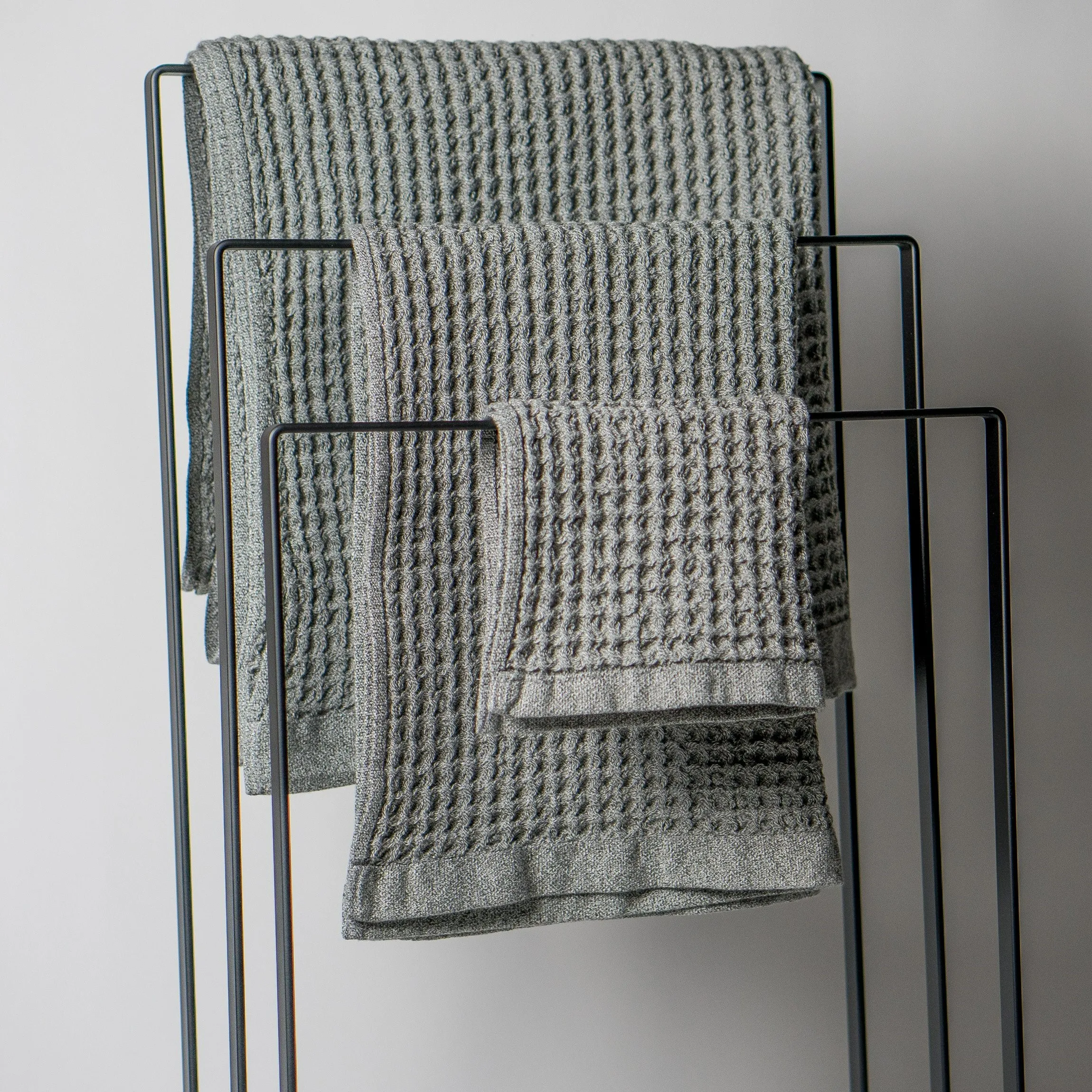 Waffle Weave Bath Towel Set Antimicrobial 100% Supima Cotton Grey Premium Luxury Bath Hand Washcloth Towels for Bathrooms