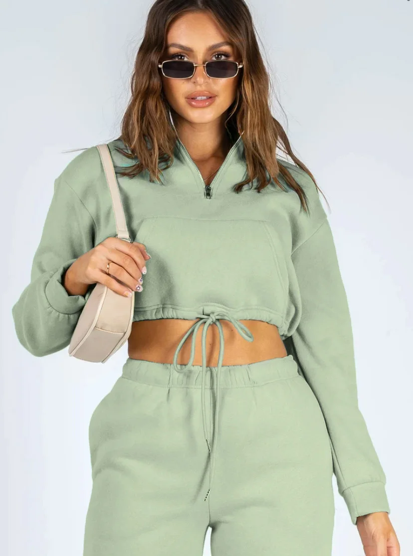 Solid Color Women Two Piece Set Tracksuits Casual Sweatsuits 2 Piece Set Sweatshirt Sweatpants Winter Fall Sweat Suits