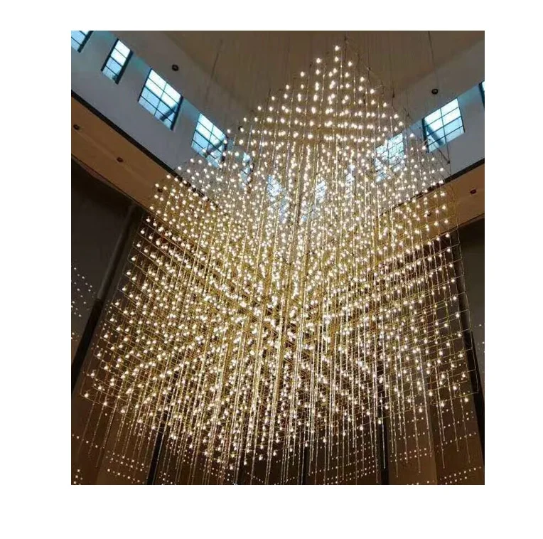 Factory wholesale LED stainless steel chandelier hotel project monochrome star club decorative lights