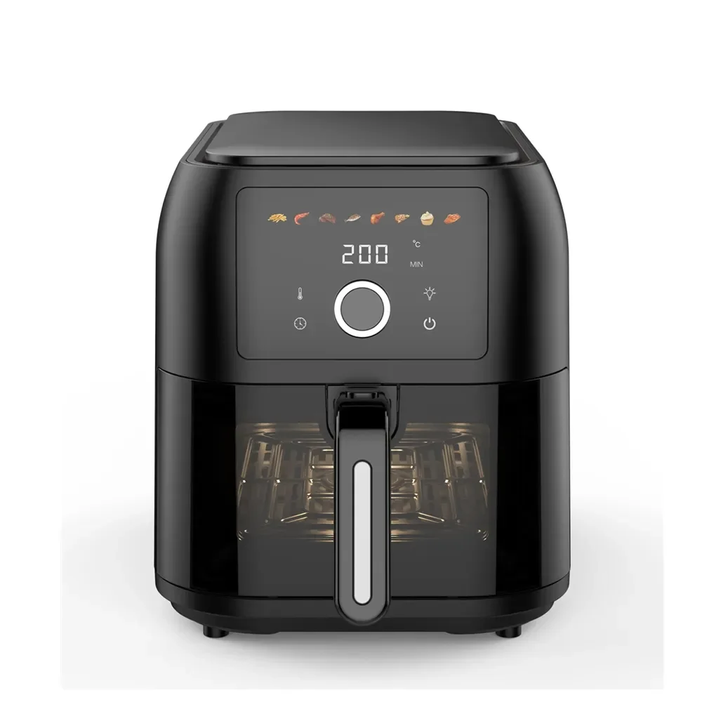 8l big Air Fryer Factory selling directly black 5L 6l smart air fryer, digital air fryer with upper and bottom heating