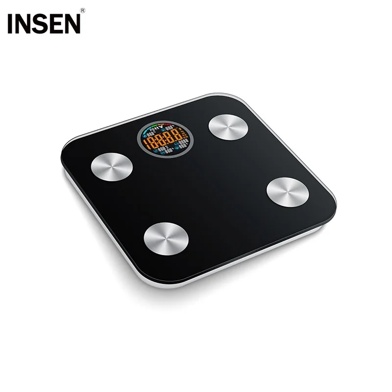 Round LCD digital private label smart bathroom scale with colorful digits