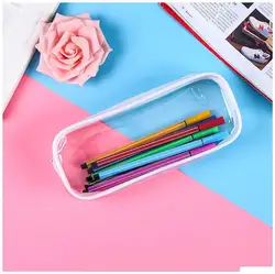 Hotselling PVC pencil bag zipper pouch transparent waterproof storage box students school jelly case pouch