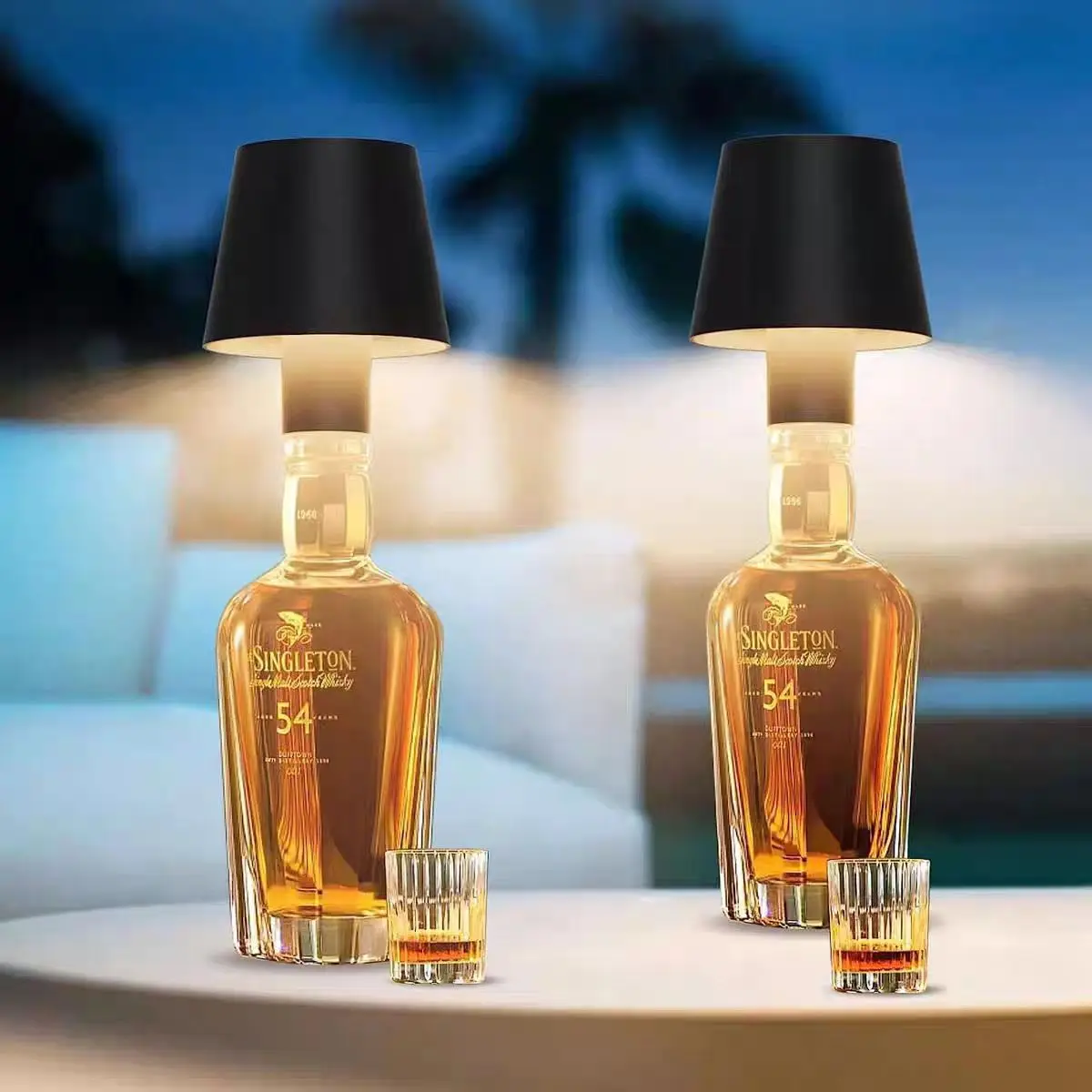 Waterproof 3 Color Dimming Night Lamp Led Touch Control Rechargeable Wine Bottle Table Lamp For Bar or Restaurant