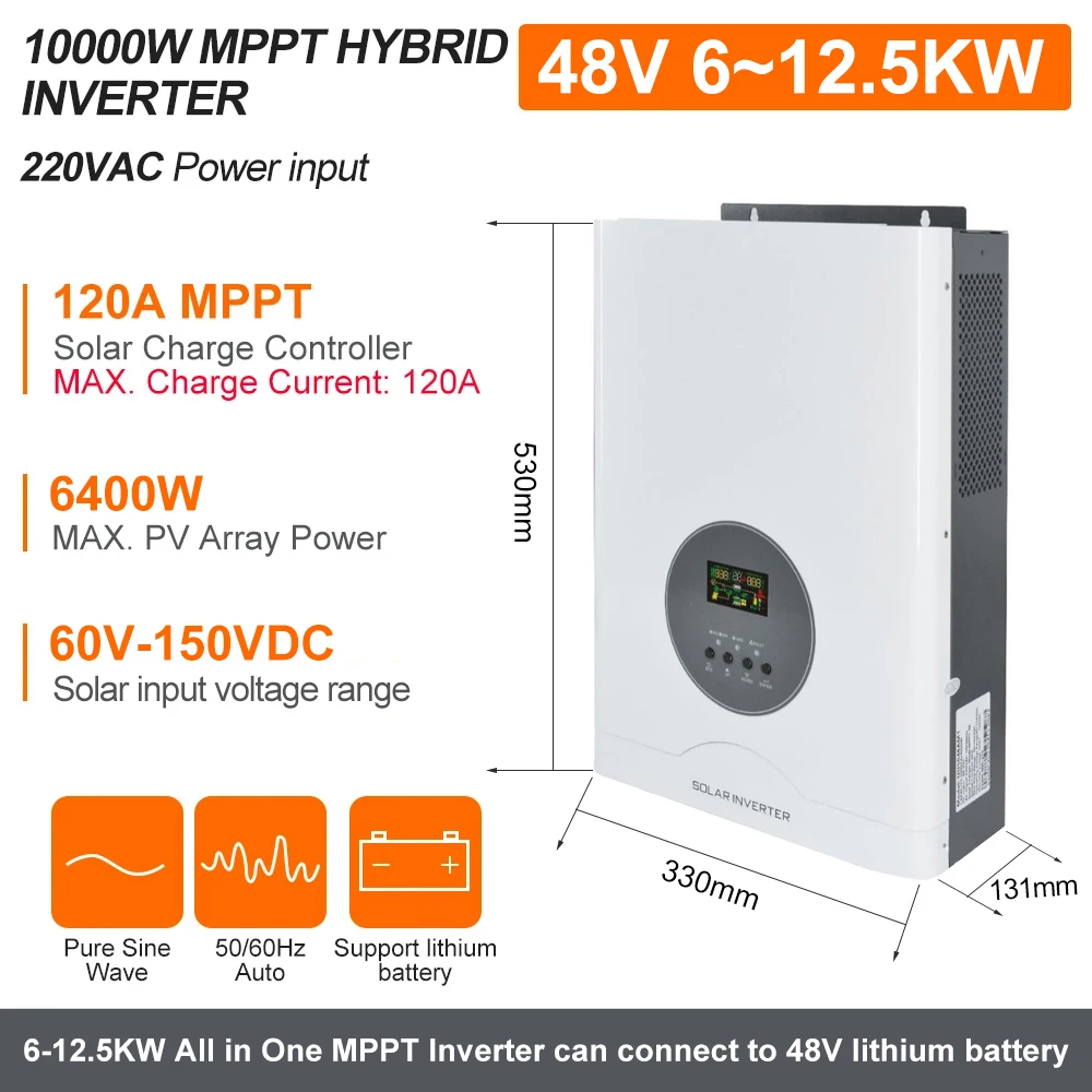 3Kw 5Kw 10Kw Hybrid Low Frequency Off-Grid Split Phase String inverex Dual Solar inverter With Mppt Charge Controller