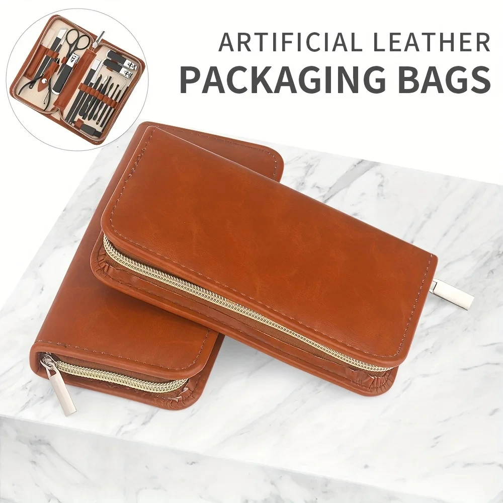 Professional Nail Clippers Manicure Set 18 In 1 Full Function Kit Stainless Steel Pedicure Sets With Leather Portable Case Gift