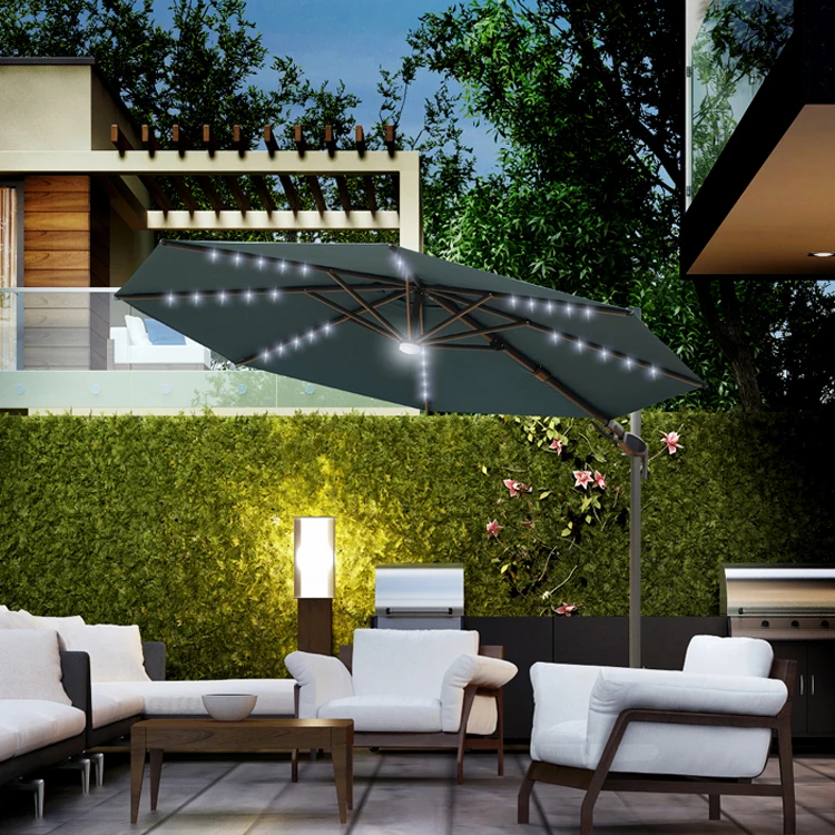 Large Outdoor Market Umbrella Double Top Deluxe Patio Umbrella Offset Hanging Cantilever Umbrella