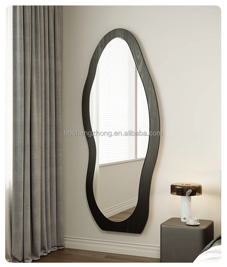 Large Size Body Floor Dressing Wall Framed Mirror Wood Frame Wall Living Room Furniture Full Length Irregular Mirrrors