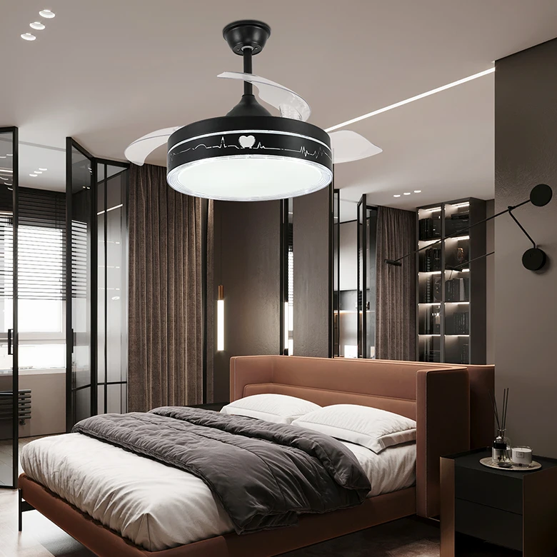 Indoor living room foldable energy-saving decorative light LED ceiling fan with