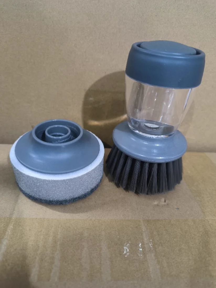 Custom logo Hot Sold Automatic Liquid Dispenser Nylon Kitchen Soap Dispenser Brush Dish Cleaning Brush with Palm Sponge