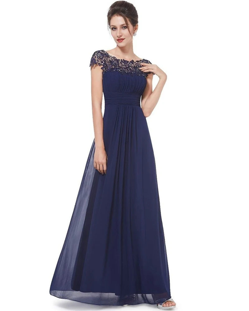 Fashion Ladies Wedding Dinner Party Sexy Lace Embroidered Chiffon Bridesmaid Dress