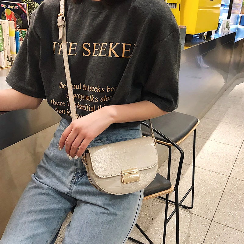 Manufacturer supply fashion crocodile pattern lady mini tote cross body bag