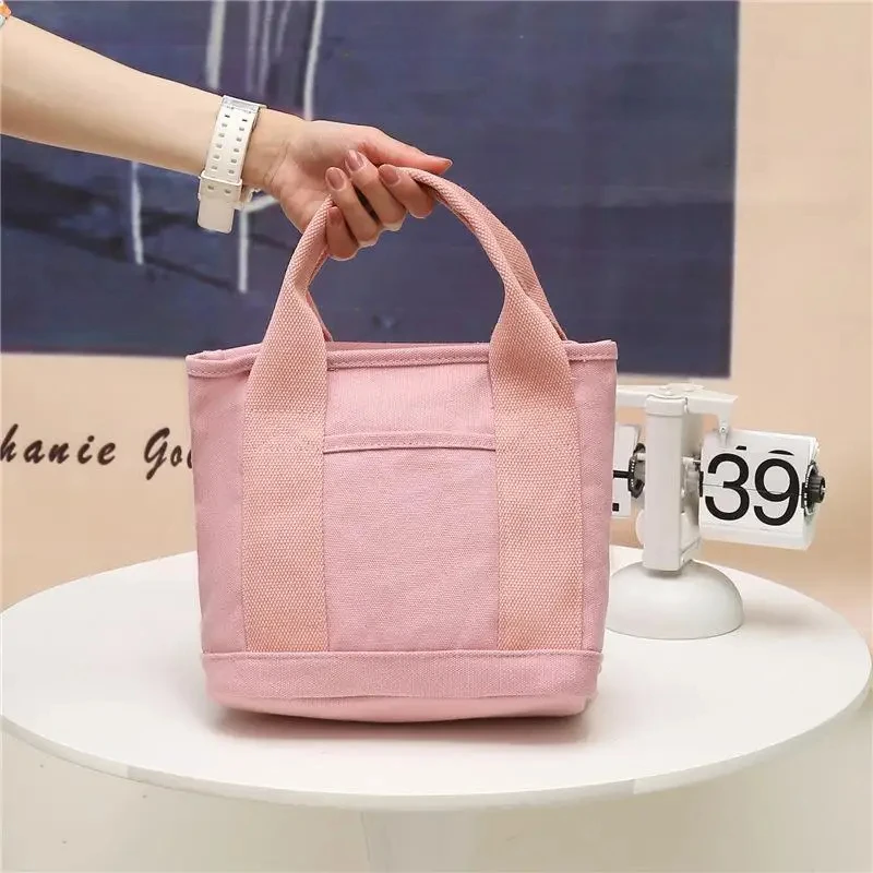 Customized Large capacity Office Lunch bag Portable cosmetic bag Mini Tote Outdoor Storage handbag Cotton Canvas bag