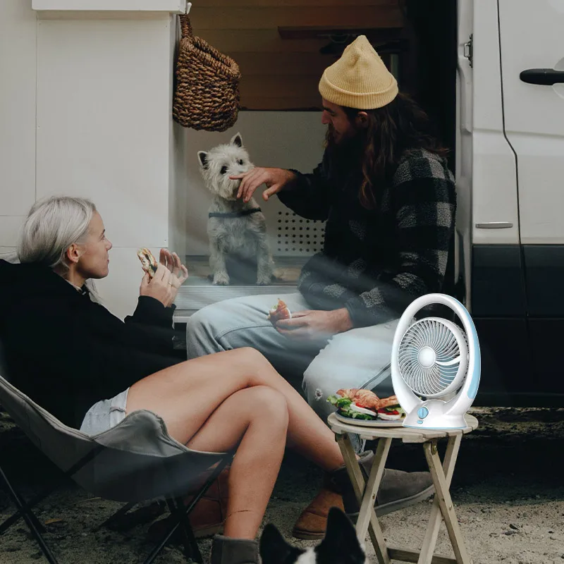 CHANGRONG Rechargeable Mini Table Fan 6 inch USB Fan with replaceable lithium battery and handle