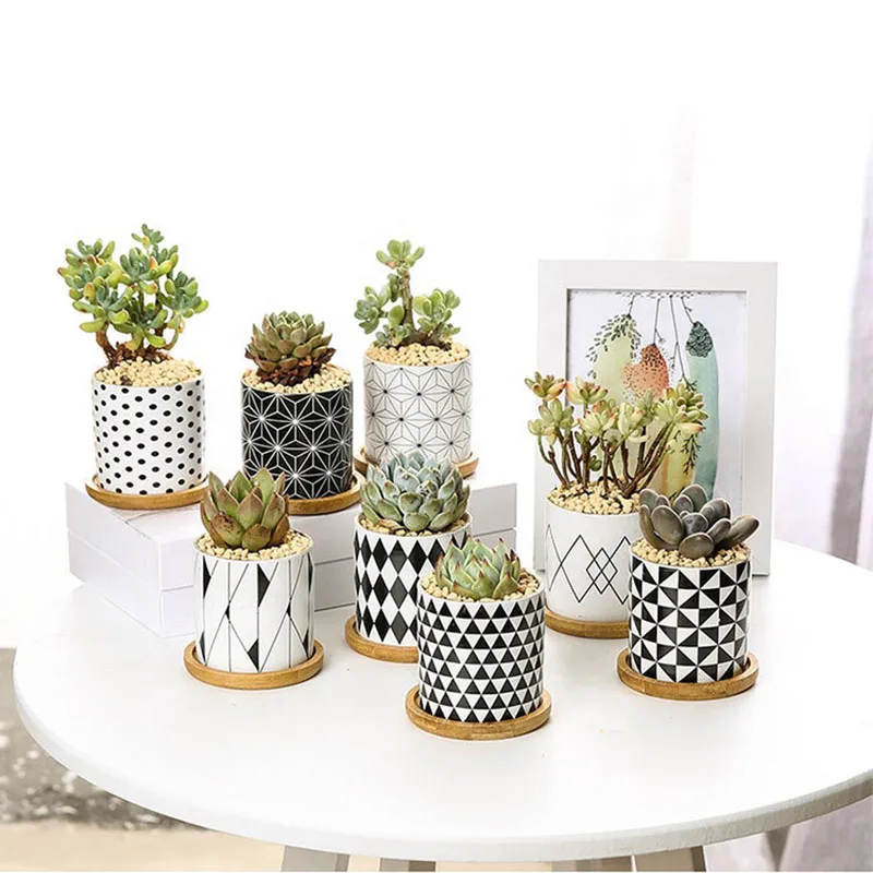 Luxury Cheap Wholesale Chinese Ceramic Flowerpot Indoor Outdoor Porcelain Decoration Sublimation Small Mini Ceramic Flower Pots