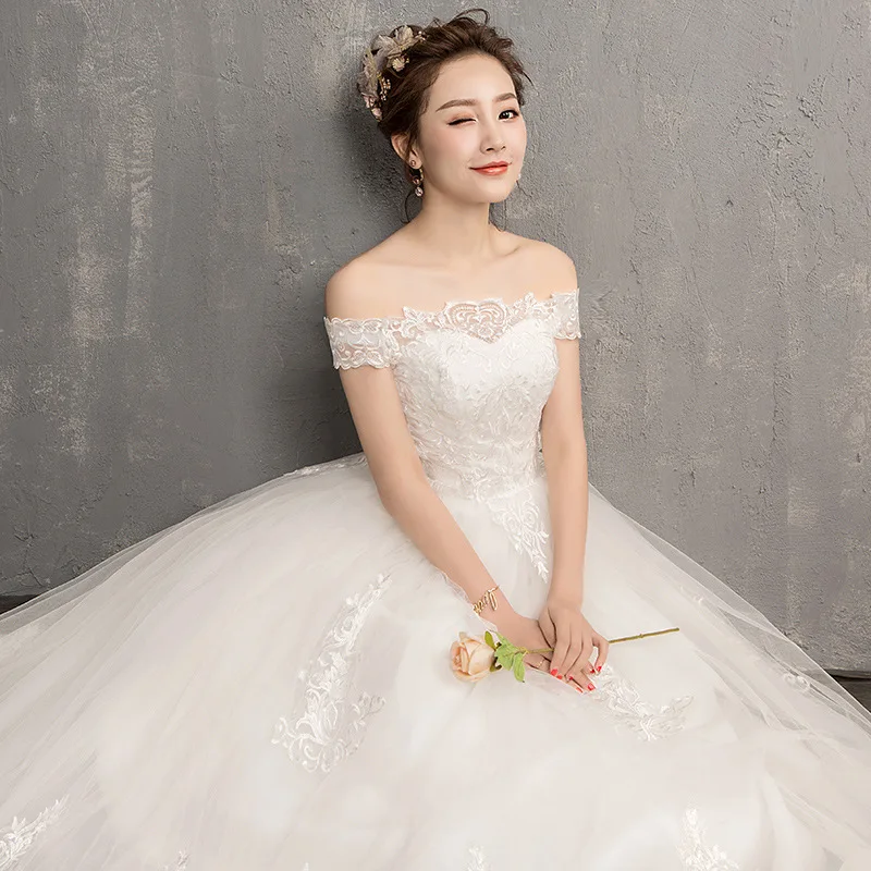 2021 new one-shoulder wedding dress bridal summer high-waisted wedding dress