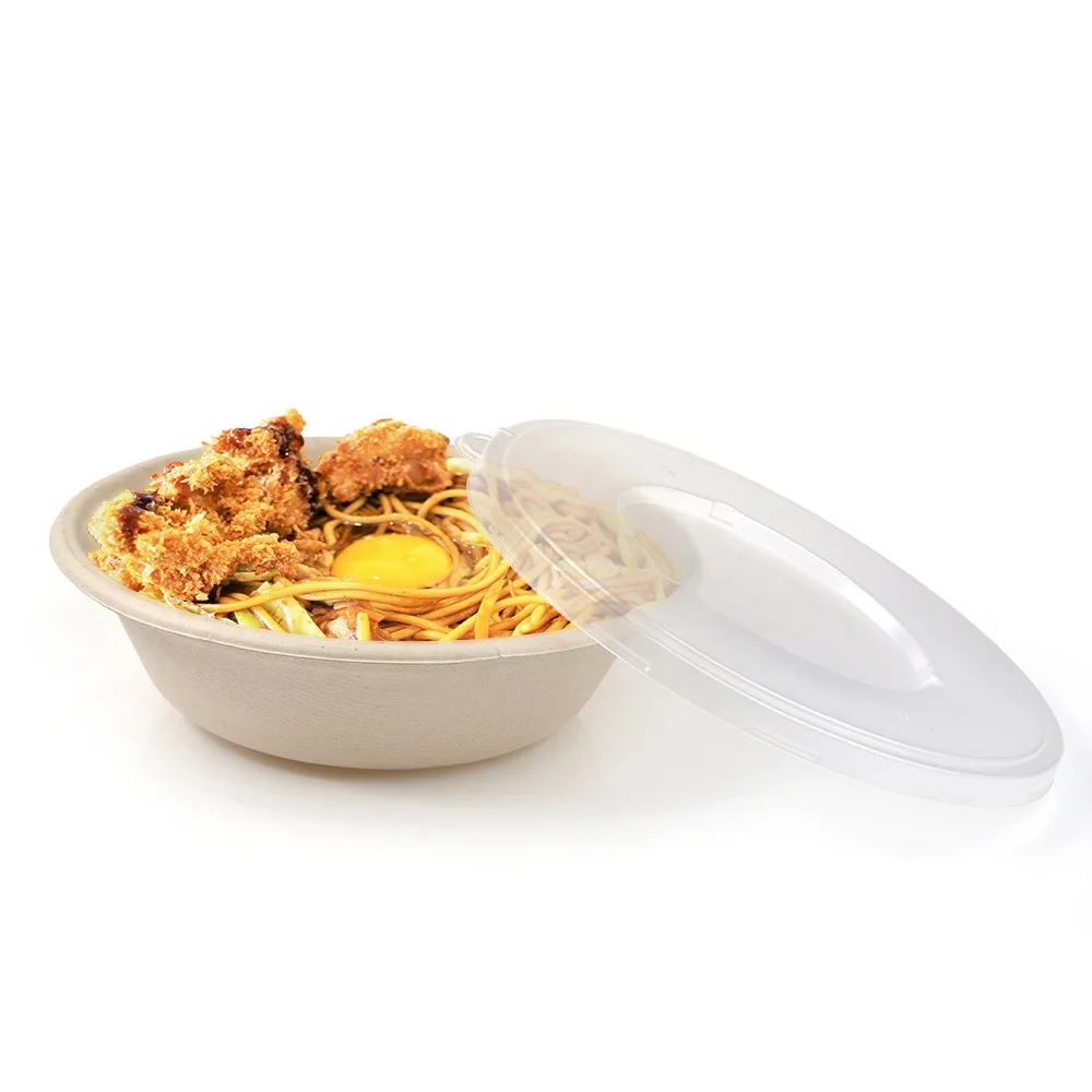 Wholesale noodle soup salad ice cream packaging cup kraft paper bowl with lid