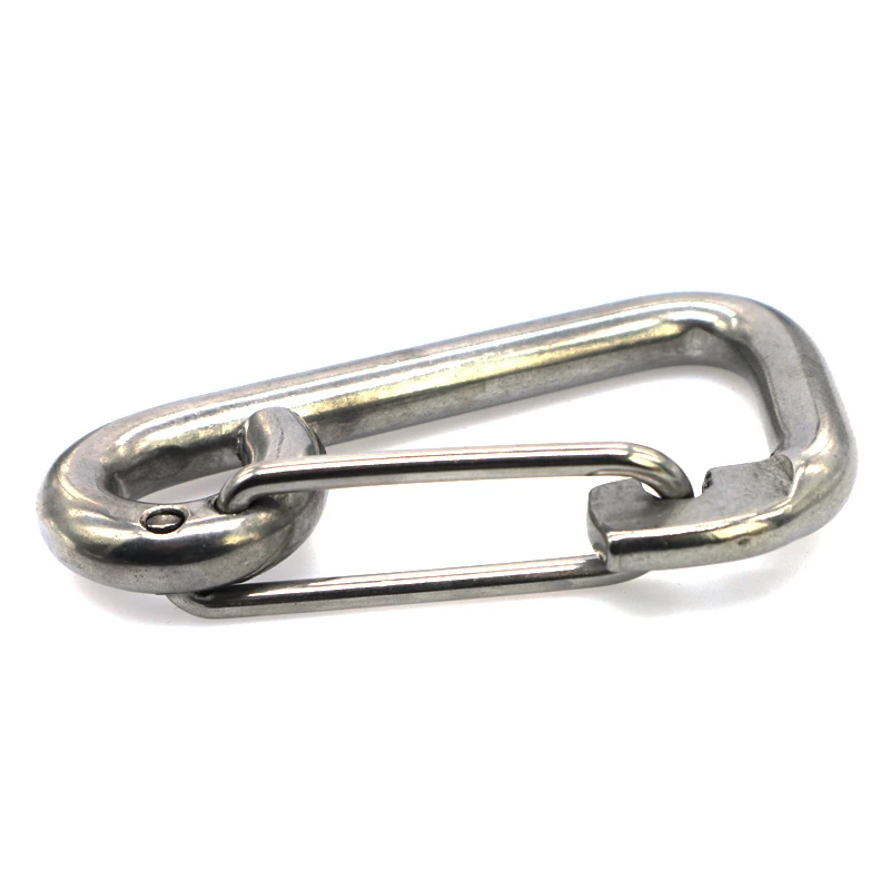 Stainless Steel 316 Simple Lobster Claw Spring Hook Safety Carabiner hook for handbag hiking