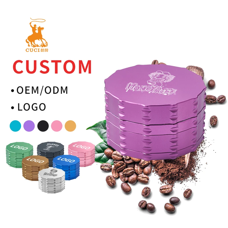 OEM 50mm 60mm 70mm 100mm metal herb grinder wholesale tobacco spice grinder low MOQ custom logo 4 layer grinders for smoking