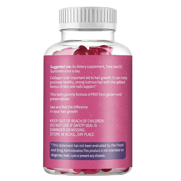 High Quality Food Supplements Support Hair Nail Growth Skin Healthy Collagen Gummies with Biotin+Vitamin C