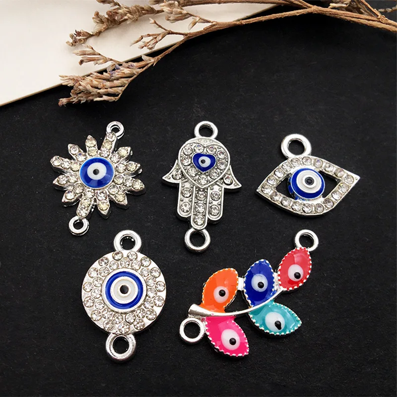 Chinese Wholesale Vendors Online Bulk Buying Diy Earrings Devil Eye Heart Pendant Necklace Jewelry Making Accessories