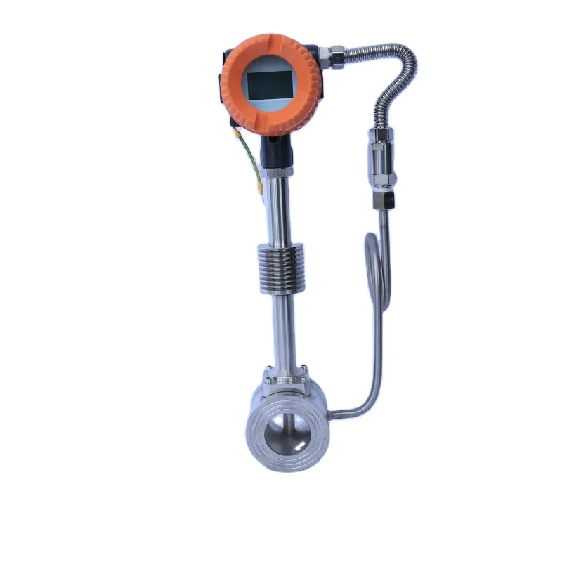 LCD pulse output digital air steam vortex shedding flow meter clamp-on Vortex Flowmeter with temperature-pressure integration
