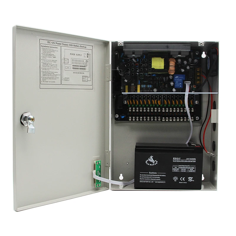 110v 230v ac dc Access Control 12V 20A 18 Channel CCTV Camera UPS Power Supply Box With Battery Backup 12V UPS power supply box