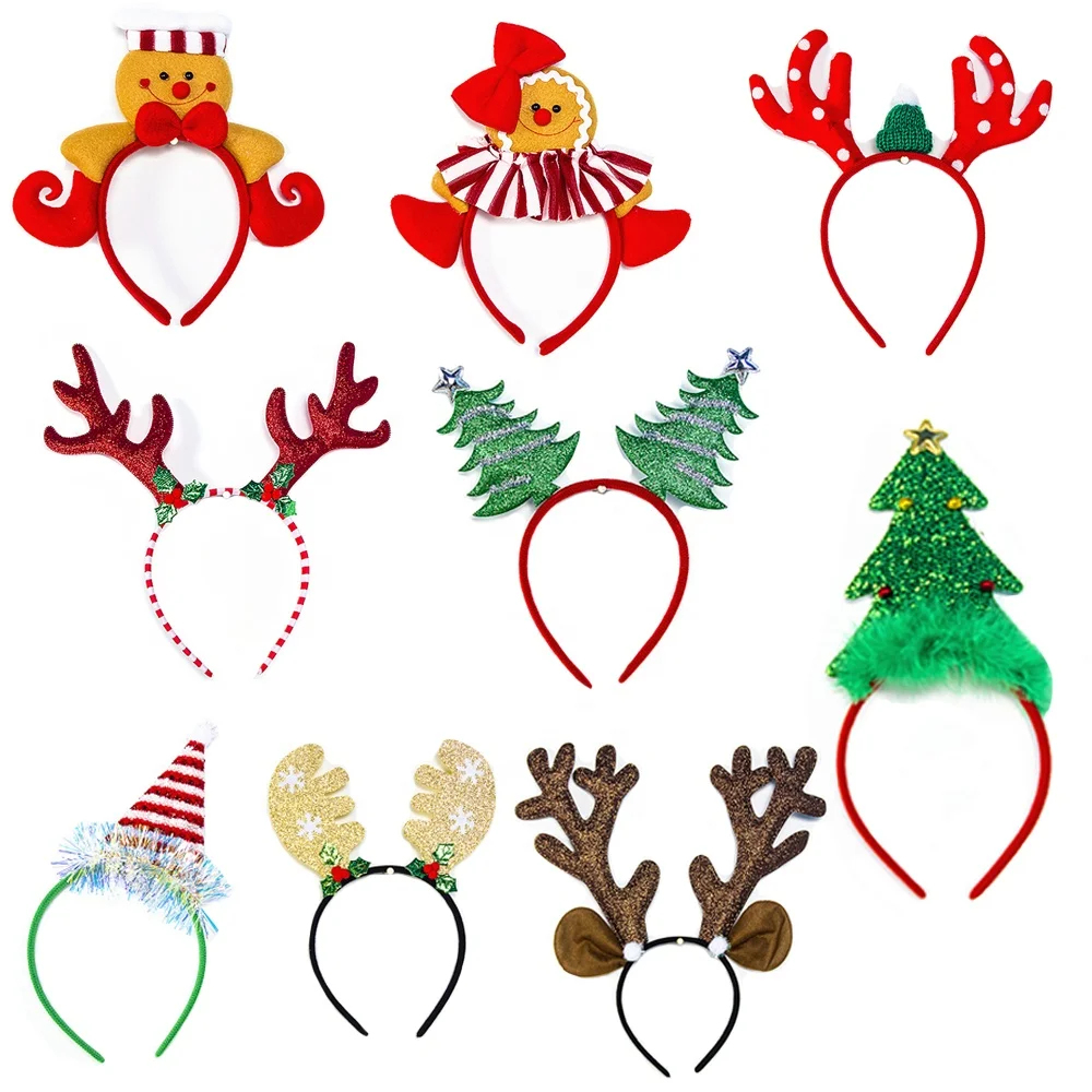 EAGLEGIFTS Women Girls Reindeer Headbands Antler Deer Elk Kids Santa Head Band New Year Christmas Headband