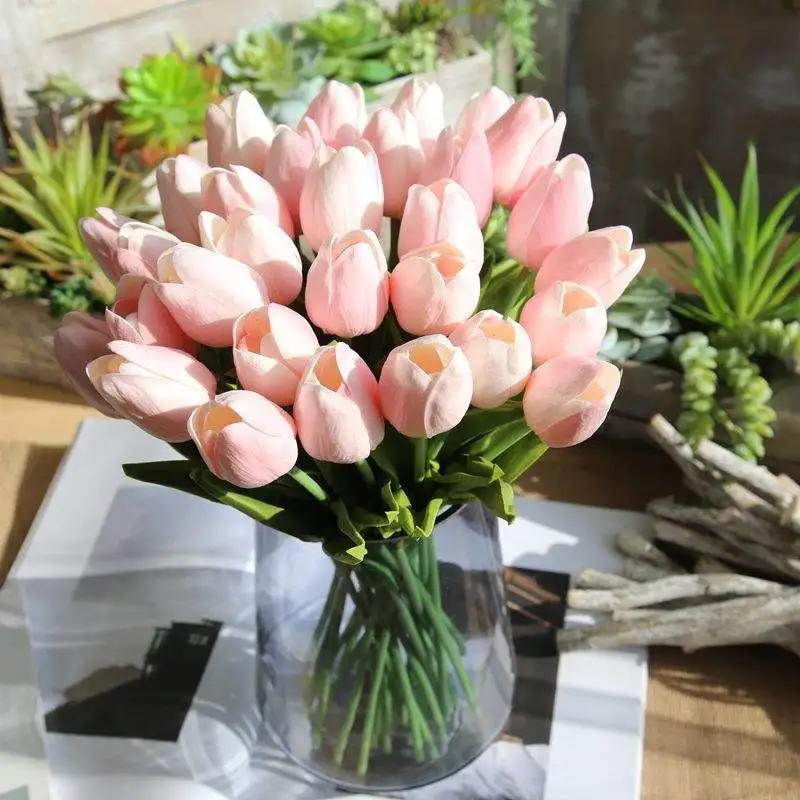 Tulip Artificial Flowers Wedding Decoration Artificial Bride Bouquet Real Touch Flower Homes Garden Decoration