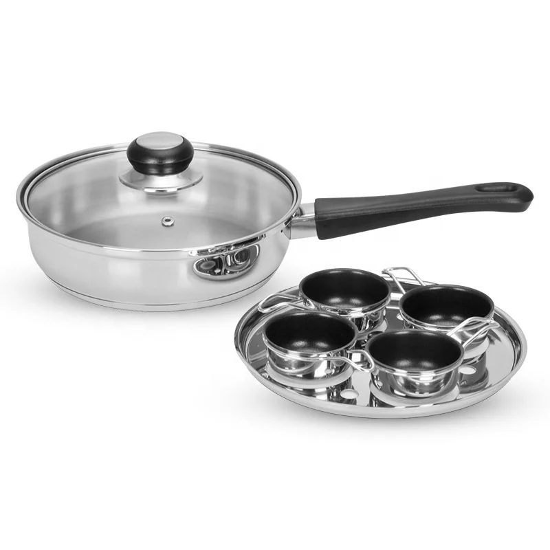 Induction cooktop poached egg cooker 4 cups non stick pan egg poacher stainless steel egg poaching pan