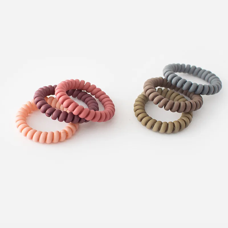 Wholesale plastic spiral hair ties elastic hair bands telephone cord hair coils wrist band bracelets for girls