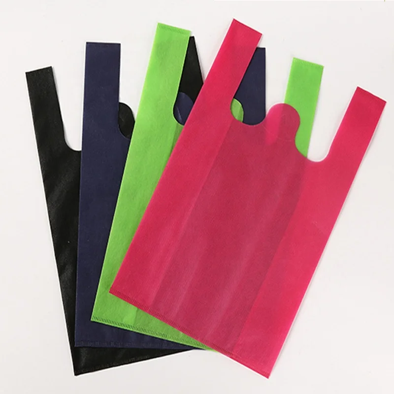 Manufacturers Directly Supermarket W Cut Non Woven Bags Customized Eco-Friendly Shopping Non-Woven Vest Bags