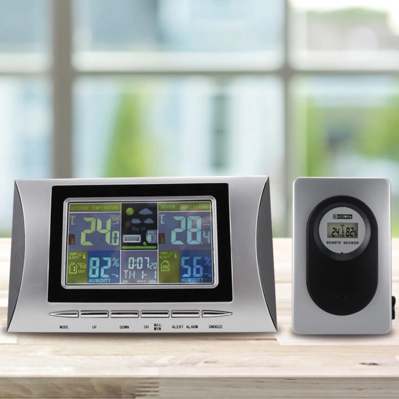 Outdoor Smart Personal Portable Predict Pce Station With Color Display Professional Weather Stations Wireless Indoor Outd Clock