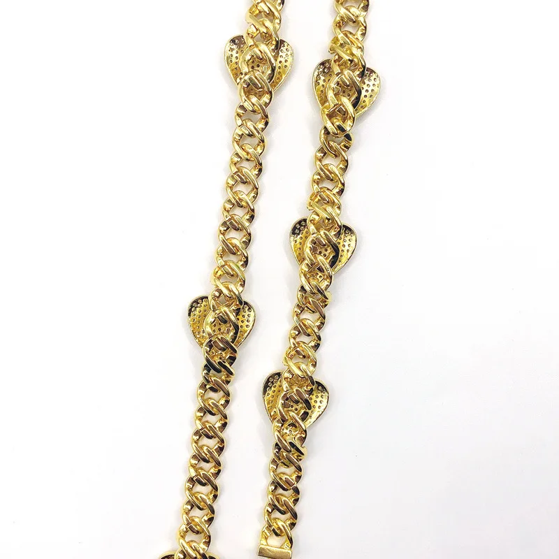 MJ Jewelry  Hot 2021 New Arrival 10mm Cuban Chain Heart Charm Bracelet Necklace Bling Bling Women Men Rapper Miami 2 Jewelry Set