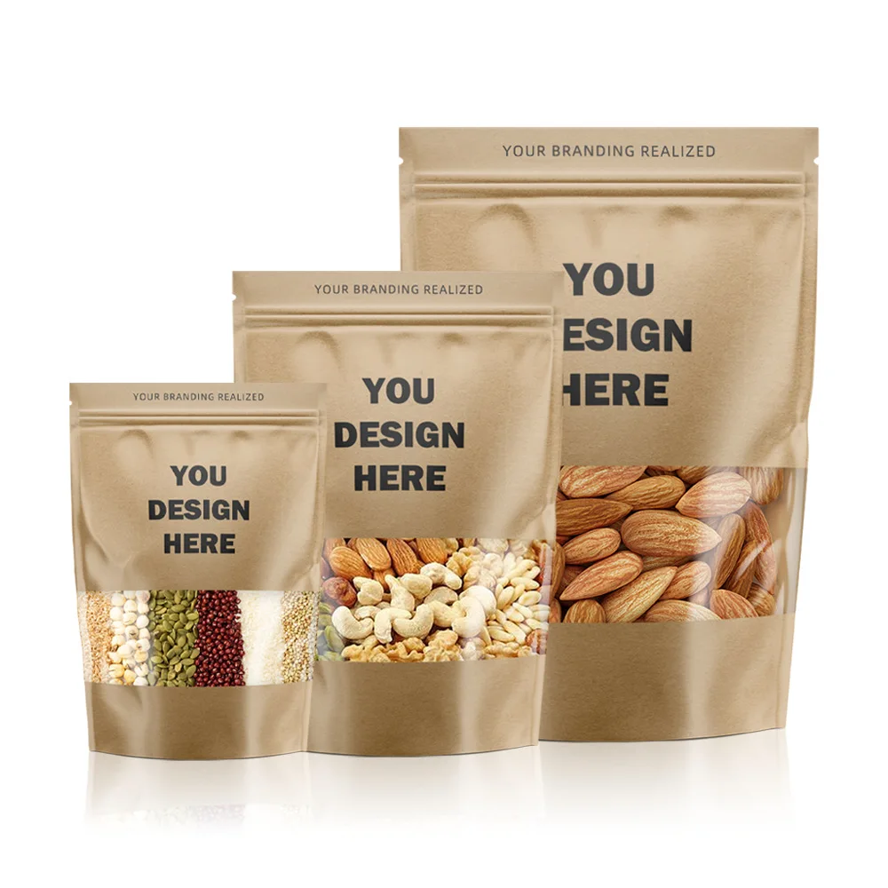 Custom Reseal Plastic Aluminum Foil Dry Food Packaging Stand Up Pouch Snack Cashew Nuts Packaging Bags With Zipper
