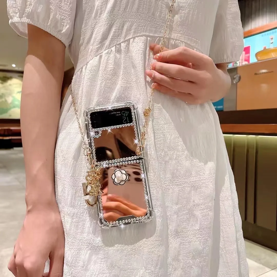 New Luxury 3D Handmade Series Sparkle Diamond Cell Phone Case For Samsung Z Flip 4 3 Case