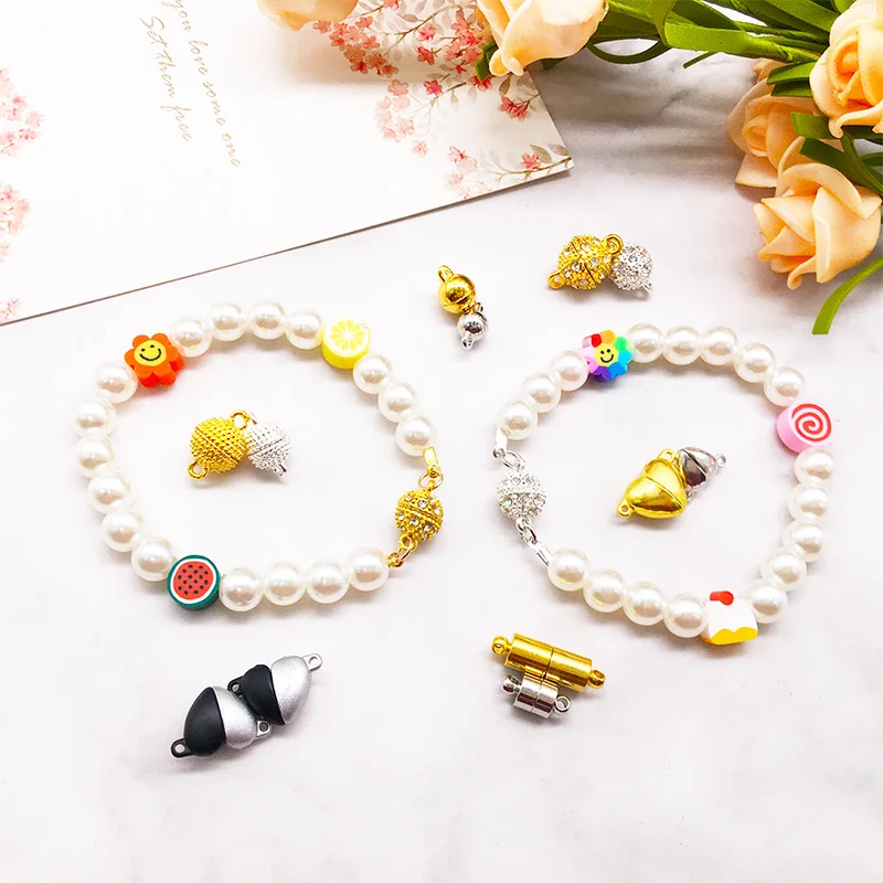 Round/Heart Clasps Ball Jewelry End Clasp Connectors for Jewelry Making DIY Bracelet Necklace Accessories