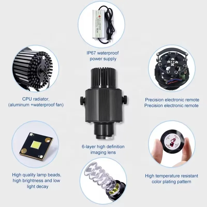 80W  4in1 Multi-gobo Projectors Waterproof IP67 Static 4 Slide Gobos Logo Projector Advertising Lights