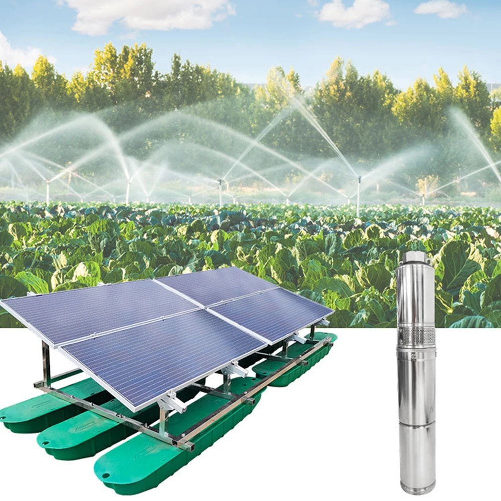 110v 1.5Kw 2hp high lift solar powered dc submersible deep well water pump with control box for agriculture