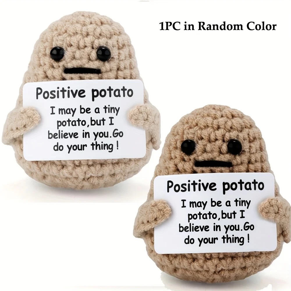 cute 2023 gifts crochet pendant for bags handmade positive potato with custom letters creative car decoration dashboard