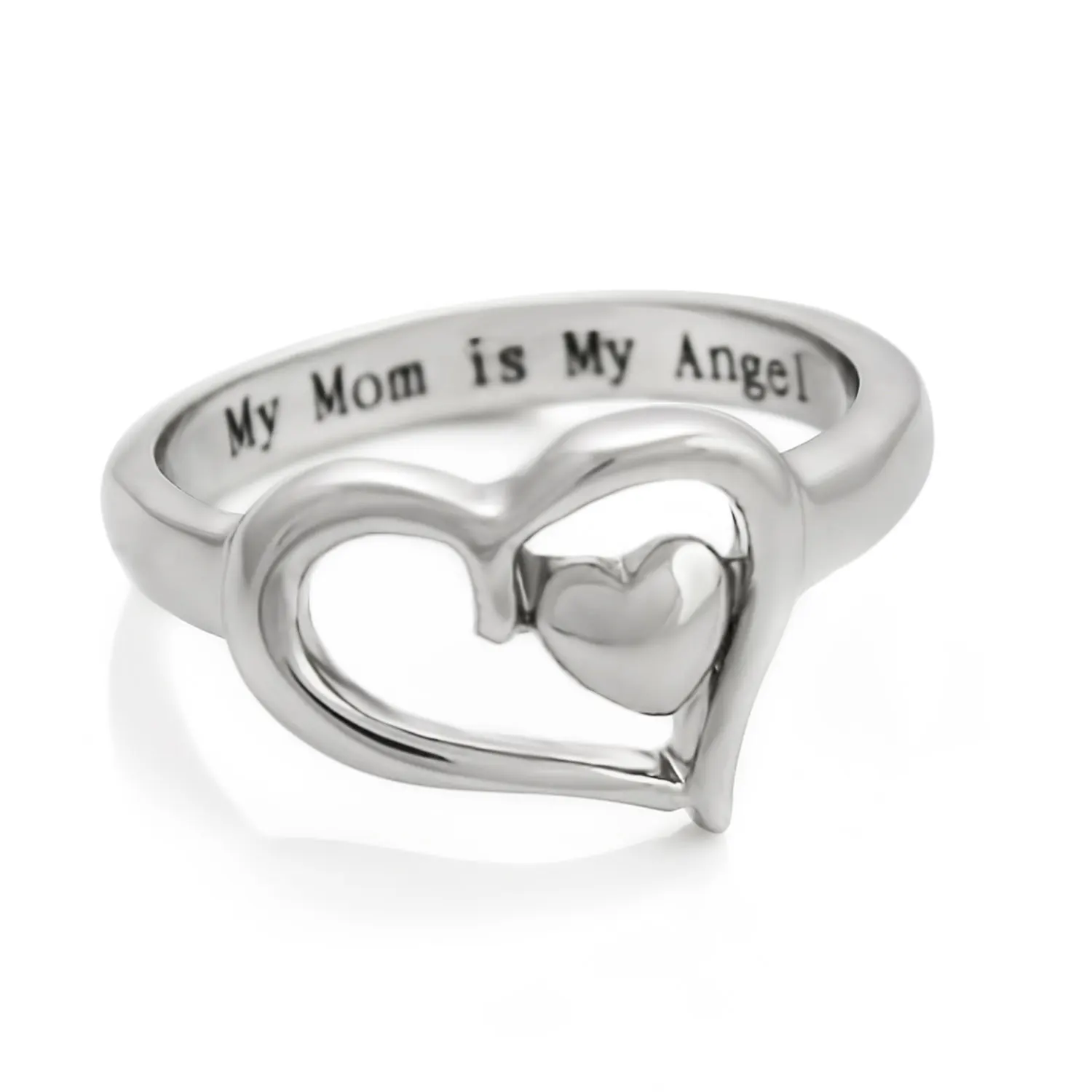 2022 Trend Love Heart Lettering My Mom Is My Angel Gift Rings For Women Cute Jewelry Bijouterie Female Wedding Accessories