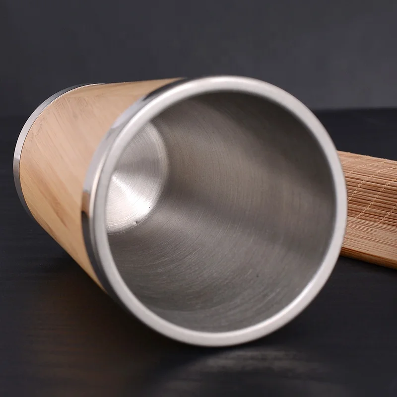 Eco friendly Wide Mouth Customized LOGO Bamboo Raw Materials Travel Coffee Tumbler Cups