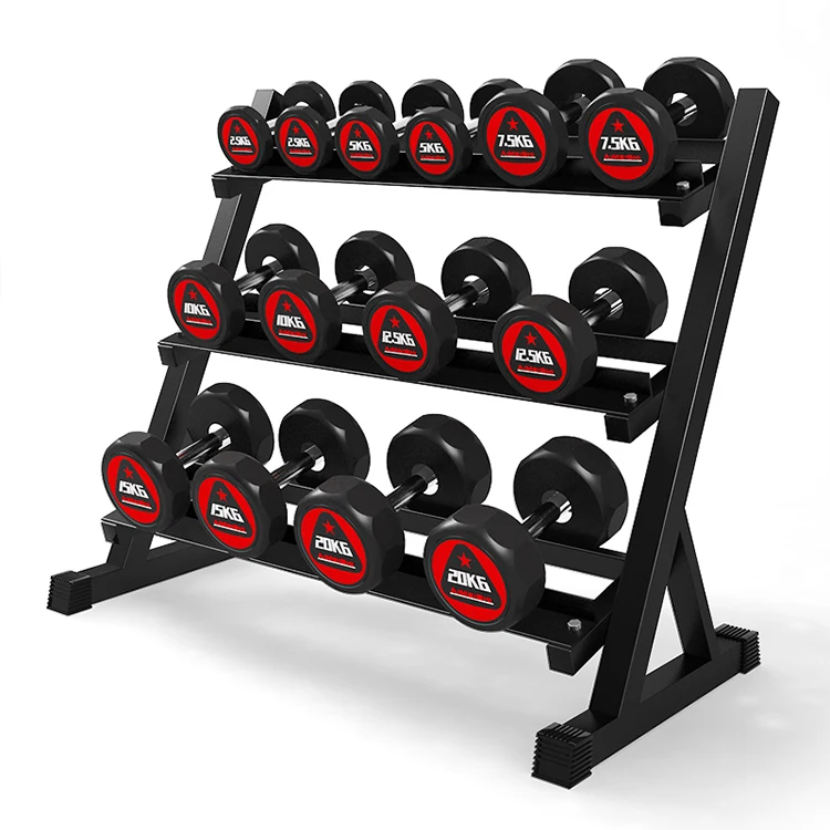 Gym Equipment Stand Chrome Circle Hex  Adjustable Dumbbell Storage Rack Stand  Dumbbell Rack