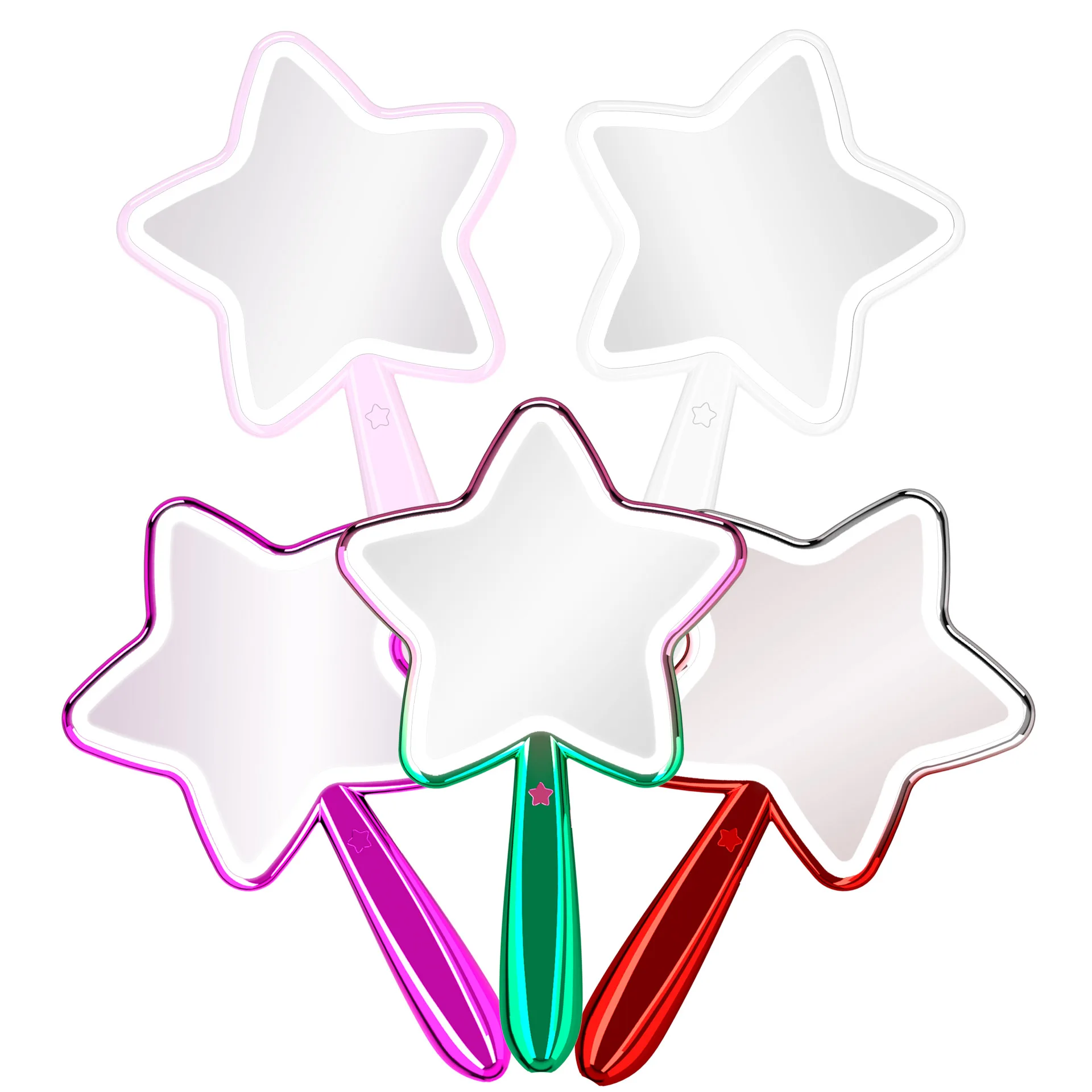 Ручное двухстороннее пластиковое зеркало Starshape с увеличением 1X/5X, ручное зеркало со светодиодной подсветкой, перезаряжаемое зеркало для макияжа с регулируемой яркостью