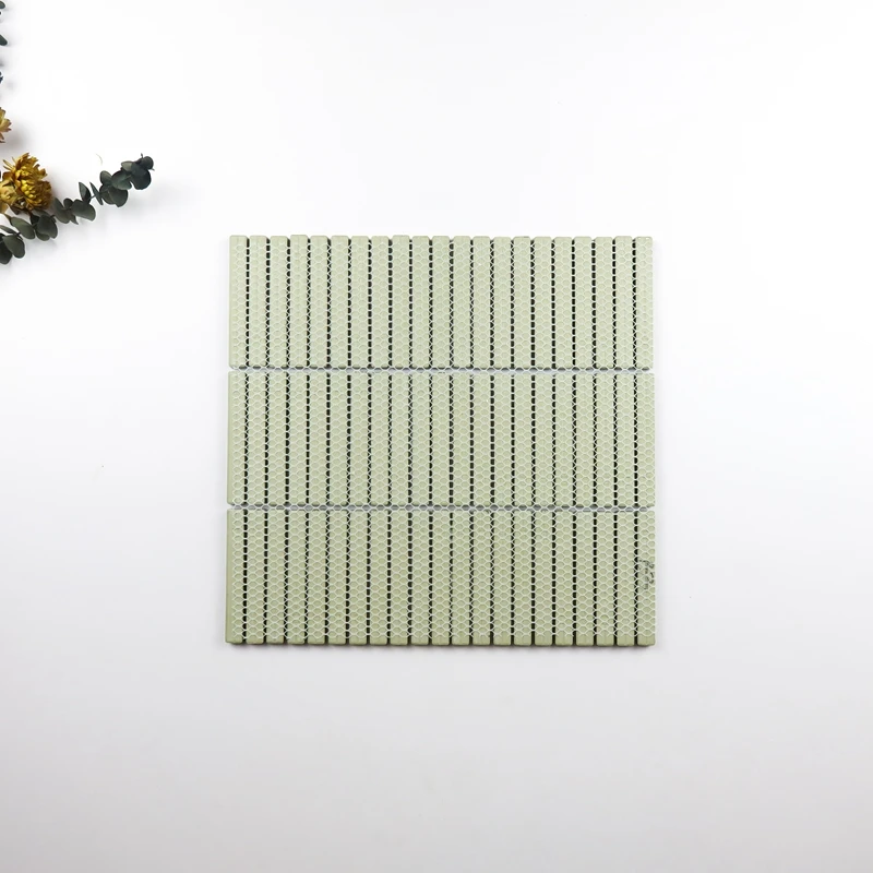 Hot Sale Premium Bathroom Kitchen Backsplash Wall Glazed Stackbond Glossy Ceramic Strip Kitkat Finger Mosaic Tile