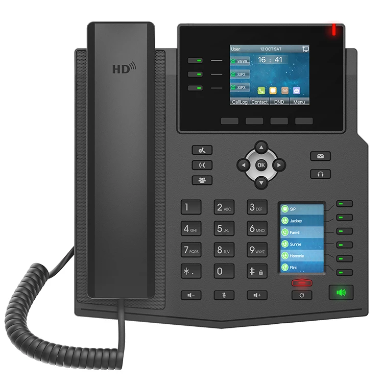 X6U Enterprise IP Phone High-End with 20 SIP Lines - HD Voice- Dual Gigabit Port PoE Integrated