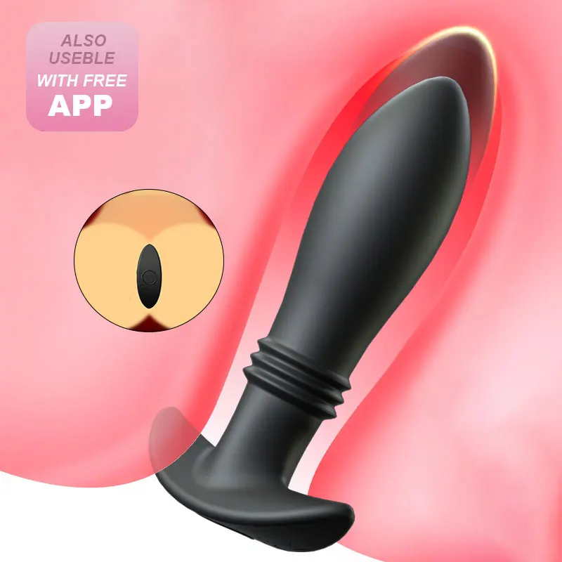 Hot sell anal vibrator with penis ring vibrating prostate massager thrusting butt plug vibrator for men women anal sex toys